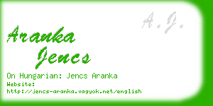 aranka jencs business card